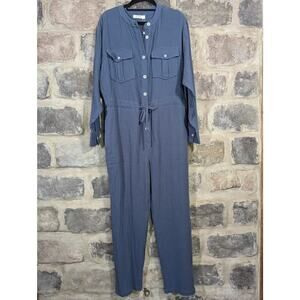 Mod‎ Ref Jumpsuit Woman's Small Blue The Trevor Cotton Relaxed Fit Coastal